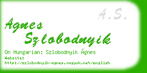 agnes szlobodnyik business card